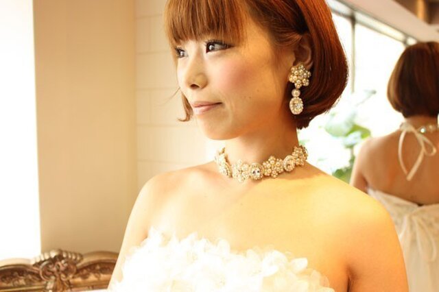 ブライダル用ヘッドドレス ネックレス パールのお花 Iichi ハンドメイド クラフト作品 手仕事品の通販