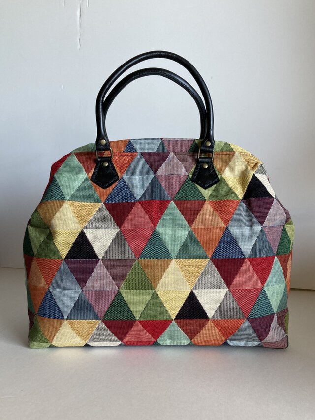 カラフルなの三角柄のばね口金バッグ