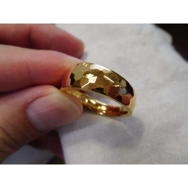 結婚指輪 k24純金 pt1000純プラチナ【鍛造】幅広い 月形甲丸リング