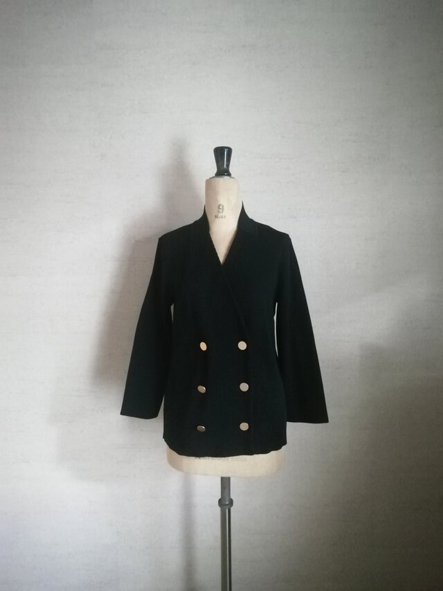 【再再再…販♡】着心地抜群◎家庭で洗える本格派ダブルニットジャケット ブラック