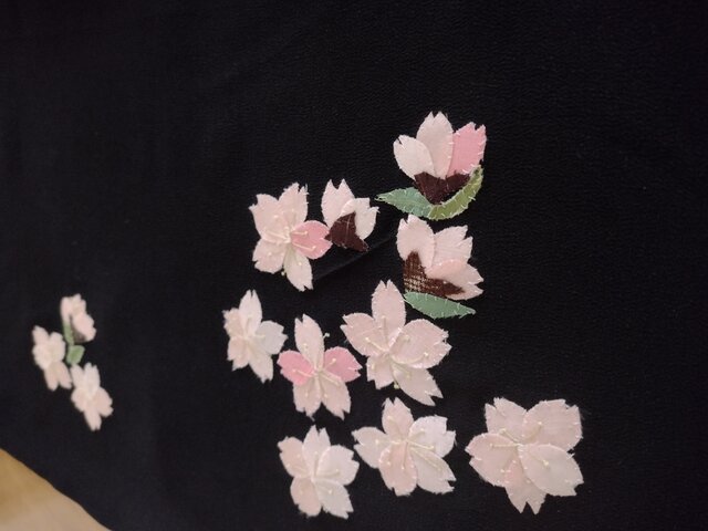ヴィンテージ着物から桜ストールの画像1枚目