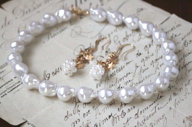 2点セット 卒業式/入学式*パールネックレス ピアス 卒園式 入園式