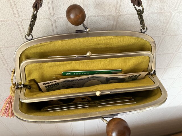 ミナペルホネン flower nest 大きい木玉親子がま口長財布バッグ ミナペルホネン flower nest 大きい木玉親子がま口長財布バッグ