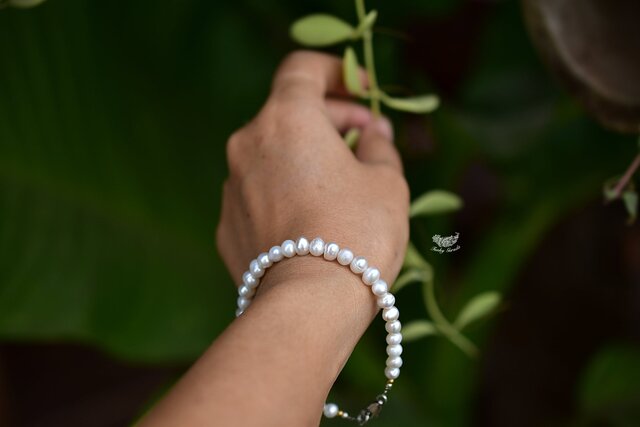 パールブレスレット シルクパール☆ホワイト真珠パール ブレスレット921 | iichi 日々の