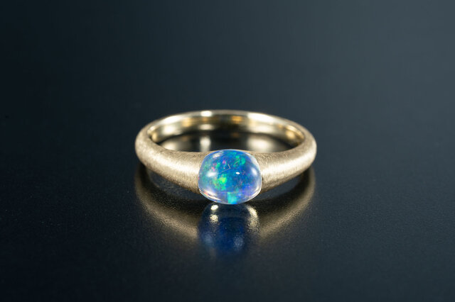 ウォーターオパール個性派リング メキシコ産ウォーターオパール4.55ctプラチナリングダイヤ1.47ct付