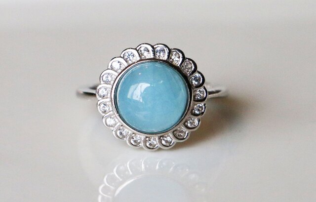 ヴィンテージ アクアマリン リング 11号 1950年代 ヴィンテージ アクアマリン リング 11号 1950年代