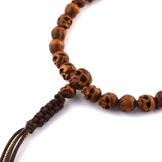 10mm 柘植 骸骨 略式数珠 JUA64