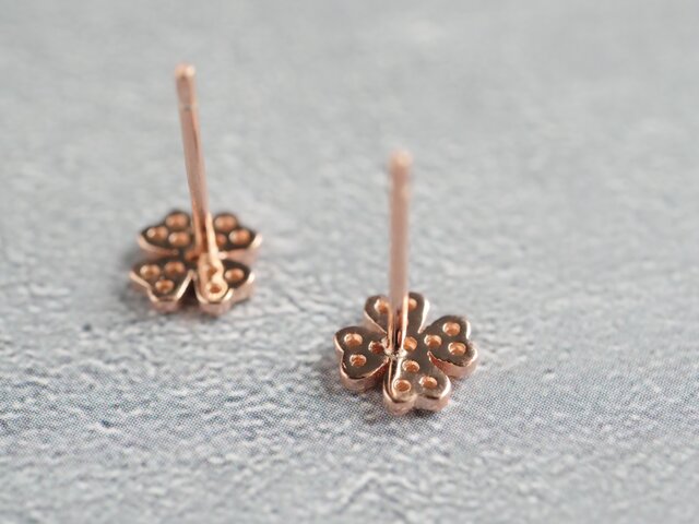 クローバーとパールの2wayピアス/イヤリング（ピンクゴールド