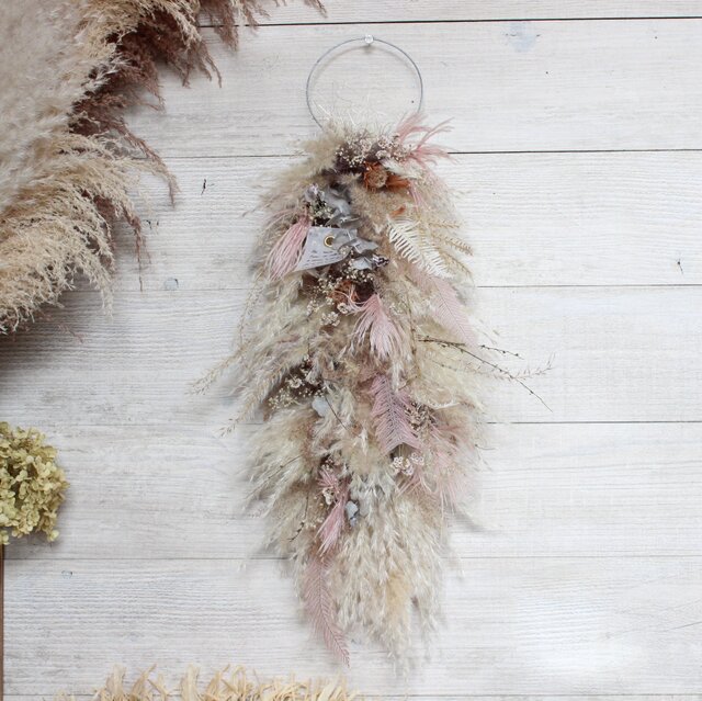 ワイヤーリース［MOA］№5 パンパスグラスのロングワイヤーリース№5