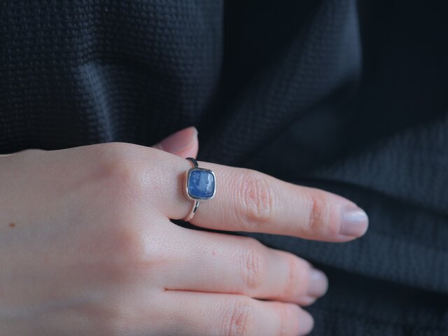 sa.ya. カイヤナイト スクエア シルバーリング　天然石 Kyanite ring カイヤナイト シルバーリング silver925