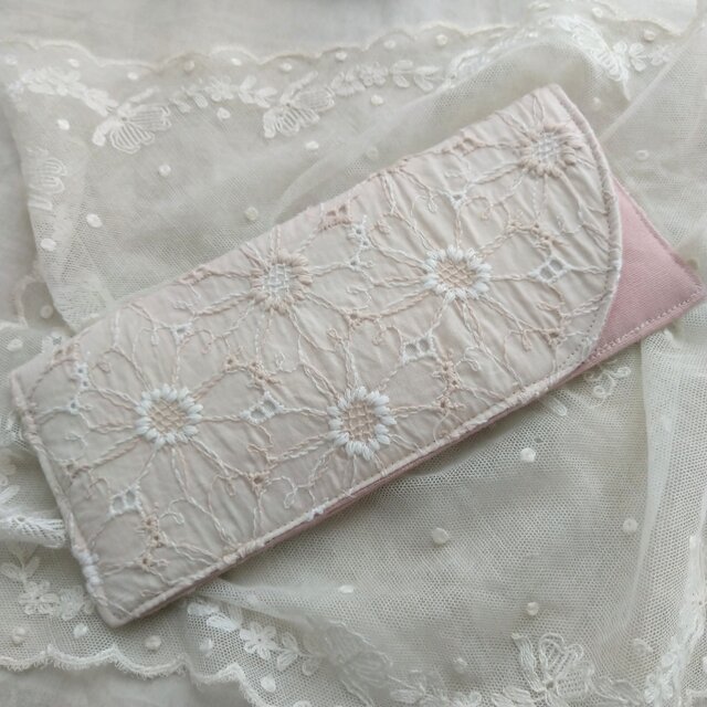マーガレット*刺繍生地*メガネケース