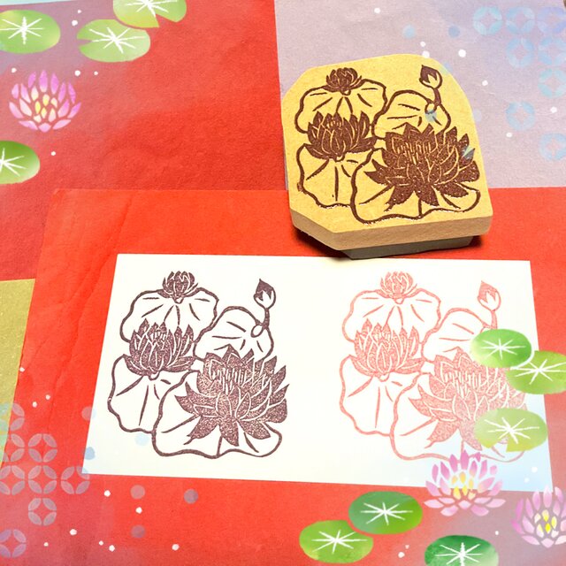 ✿夏の花はんこ〓【はすの花】5cm