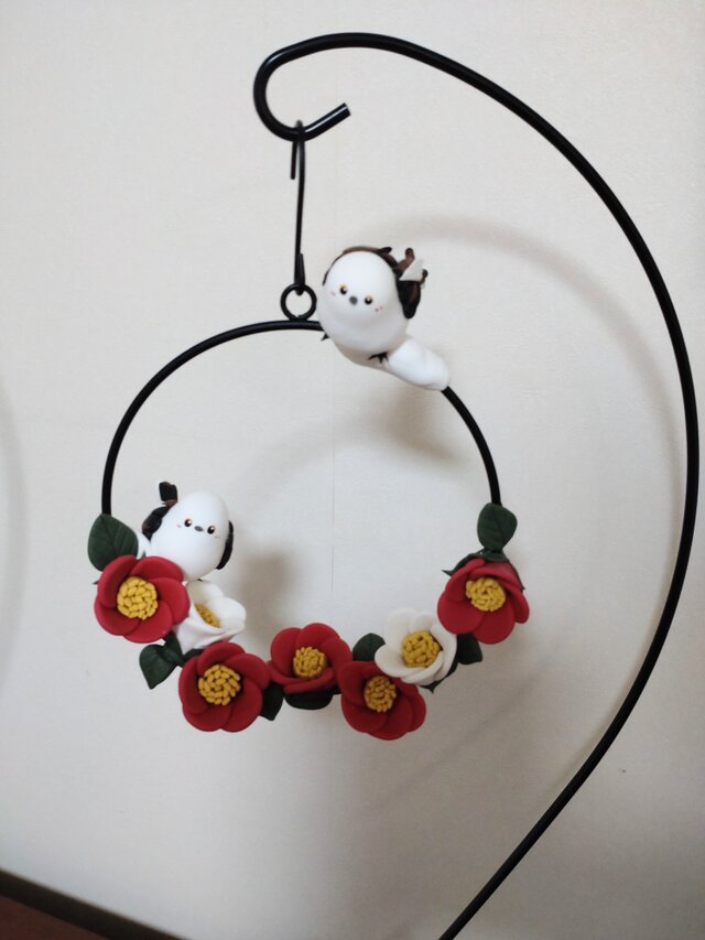 シマエナガと椿