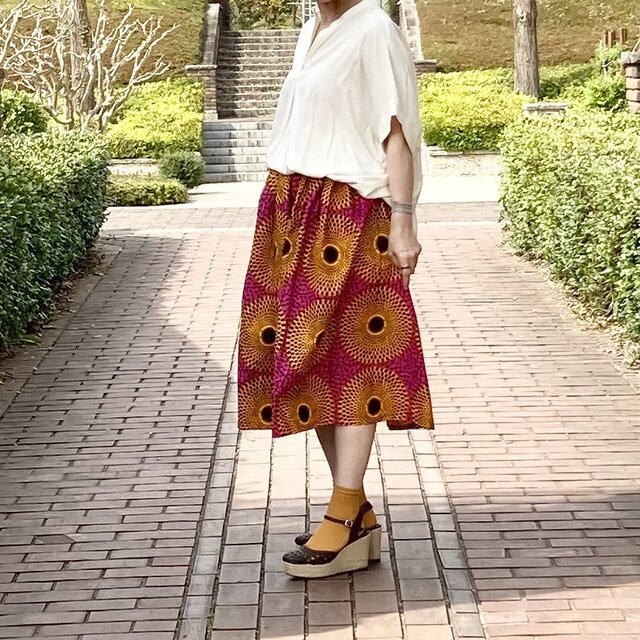 アフリカンプリントスカート丸302 | iichi 日々の暮らしを心地よくする