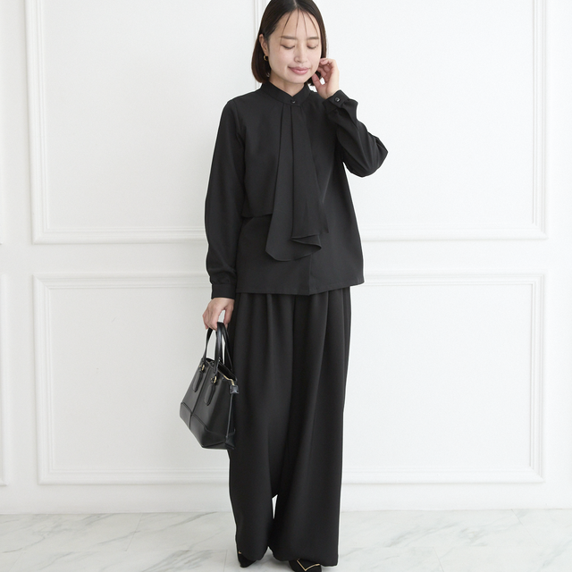 ポロラルフローレン シルク100% ボウタイブラウス ブラック 2 長袖 黒 シルク100%ブラックボウタイブラウス ポロラルフローレン シルク100