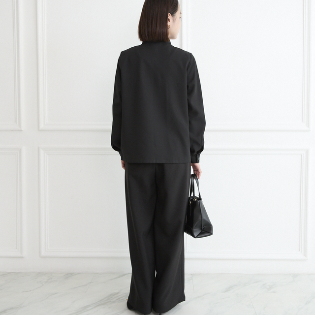 式典〜普段着も◎ 結ばず決まる 洗えるボウタイブラウス 長袖 シワに