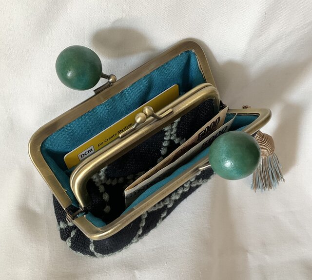 ミナペルホネン　親子がま口　財布　ハンドメイド　タンバリン ミナペルホネン タンバリン 木玉親子がま口ミニ財布 | iichi 日々の