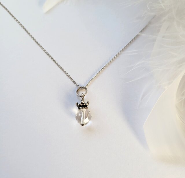 SV925 スターカット水晶の王冠ネックレスチャーム | iichi 日々の