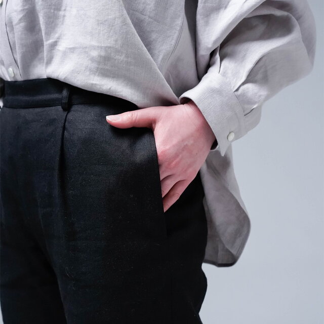 さ*だ様 wafu 麗しのサブリナパンツsサイズ（0）リネンソロテックス ブラッ