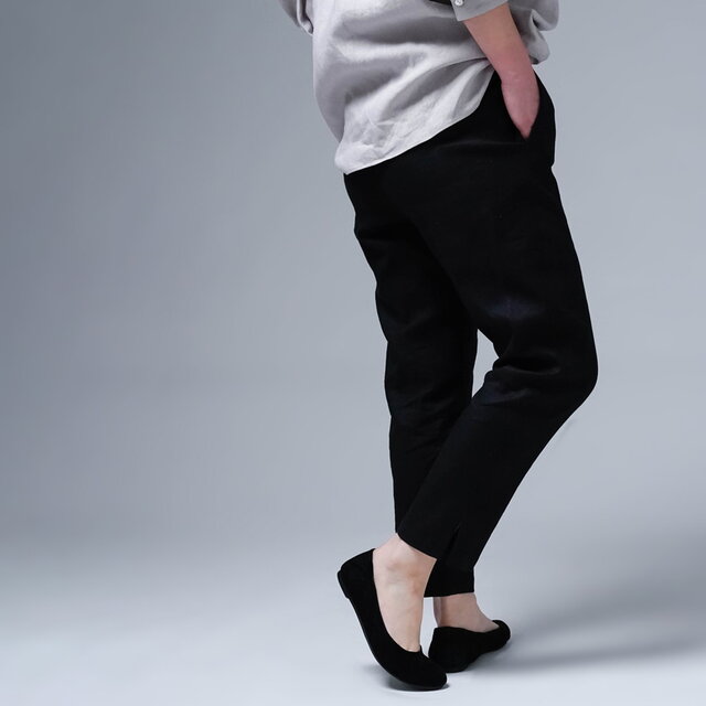 wafu/Mサイズ】リネンパンツ 麗しのサブリナパンツ 伸縮リネンソロ