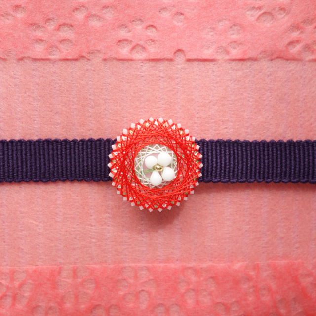 春の帯留め【三分紐用】／ラナンキュラス／春色／着物・浴衣コーデに／糸まき手鞠の帯留め／ギフト対応