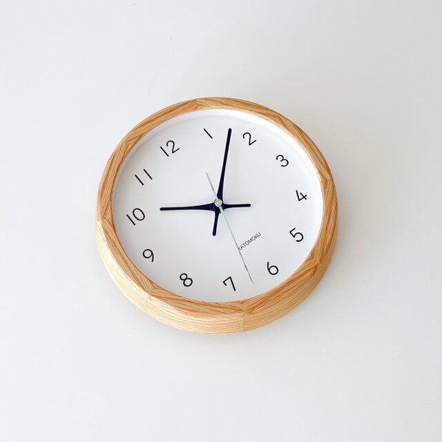 KATOMOKU muku clock 19 オーク km-130OA 掛け時計 連続秒針 小さい