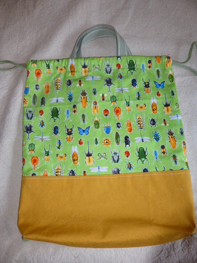 【入園・入学準備】虫柄のお着替え入れ・体育着用巾着袋