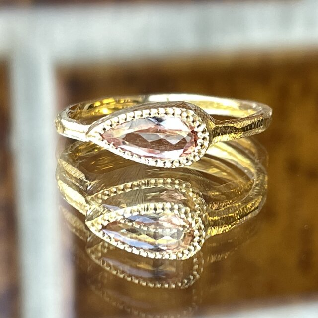 インペリアルトパーズ　ピンクシャンパン色の雫　シルバーSV925リング