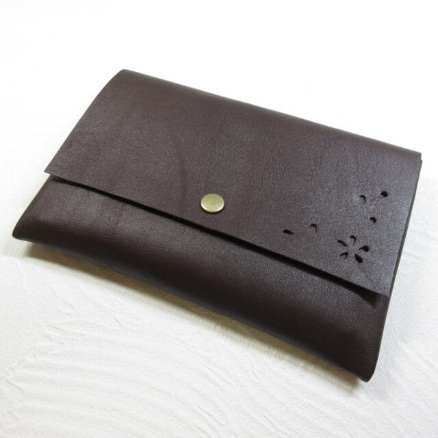 《牛革》Ａ６、お薬手帳、母子手帳対応・一枚革のマルチケース・カードポケット付き・0192