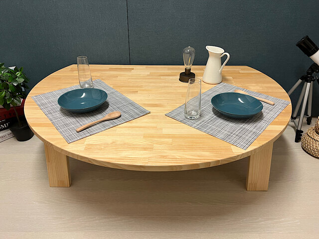 【送料無料】 ローテーブル 半月形 かまぼこ 120×90cm パイン 折畳脚 送料無料】 ローテーブル 半月形 かまぼこ 120×90cm パイン ナチュラル