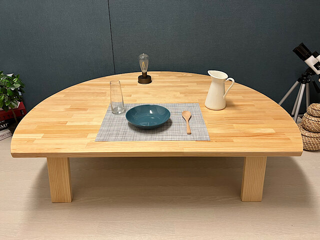【送料無料】 ローテーブル 半月形 かまぼこ 120×90cm パイン 折畳脚 送料無料】 ローテーブル 半月形 かまぼこ 120×90cm パイン