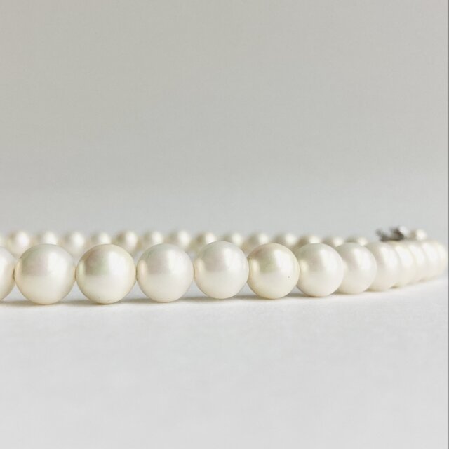 貝パールネックレス/8mm約42cm/ホワイトグリーンミックス/R/made in