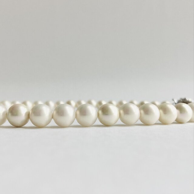 貝パールネックレス/8mm約42cm/ホワイトグリーンミックス/R/made in