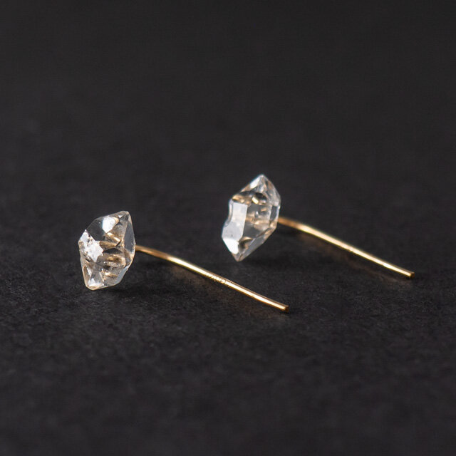 のほほん❤️オパライズドウッド　ハーキマー14kgfピアス のほほん❤️オパライズドウッド ハーキマー14kgfピアス