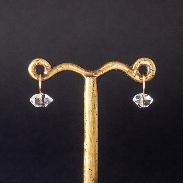 透明感＆輝き＊ハーキマーダイヤモンドのひとつぶ華奢ピアス～14KGF