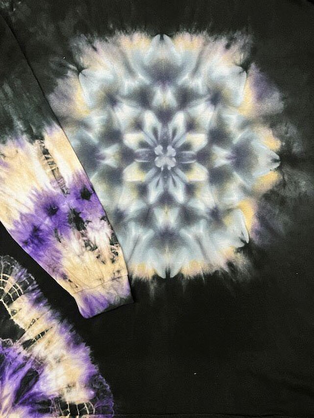 タイダイ染め 長袖Tシャツ XLサイズ 曼荼羅 ブラック HIPPIES DYE新作