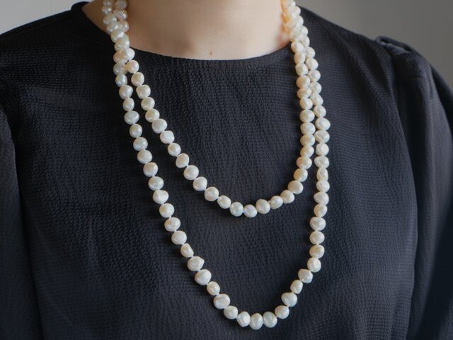 baroque pearl long necklace バロックパールロングネックレス 白