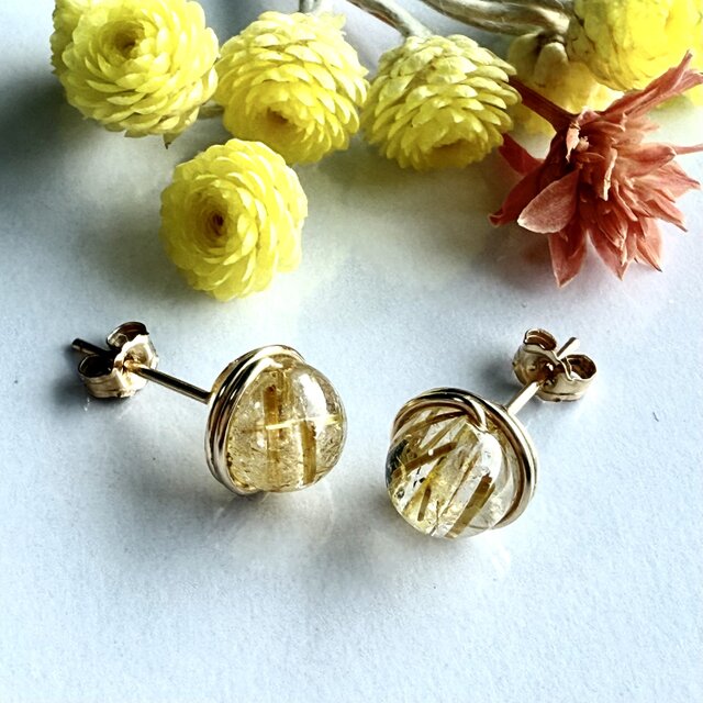 ♥️天然石ピアス♥️No.180★730円★シルバールチルクォーツ大粒！14mm 1_845ab29d31f778cddfb01ab0064e