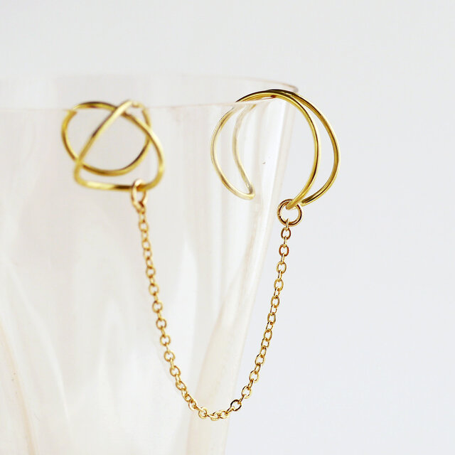 真鍮製2連のイヤーカフ