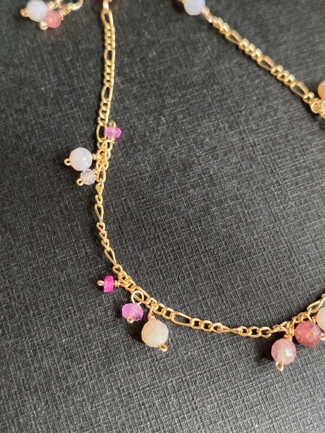 再販 14kgf 桃色のブレスレット ピンクトルマリンとピンクサファイア