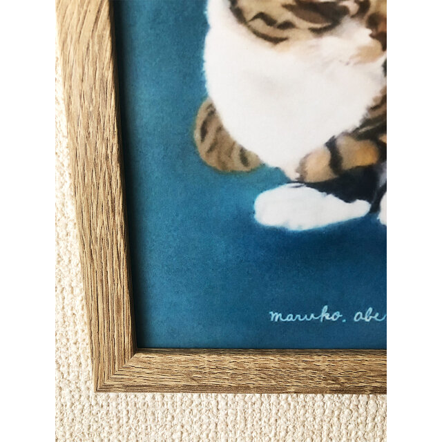 猫イラスト 「青い猫」（複製画） | iichi 日々の暮らしを心地よくする