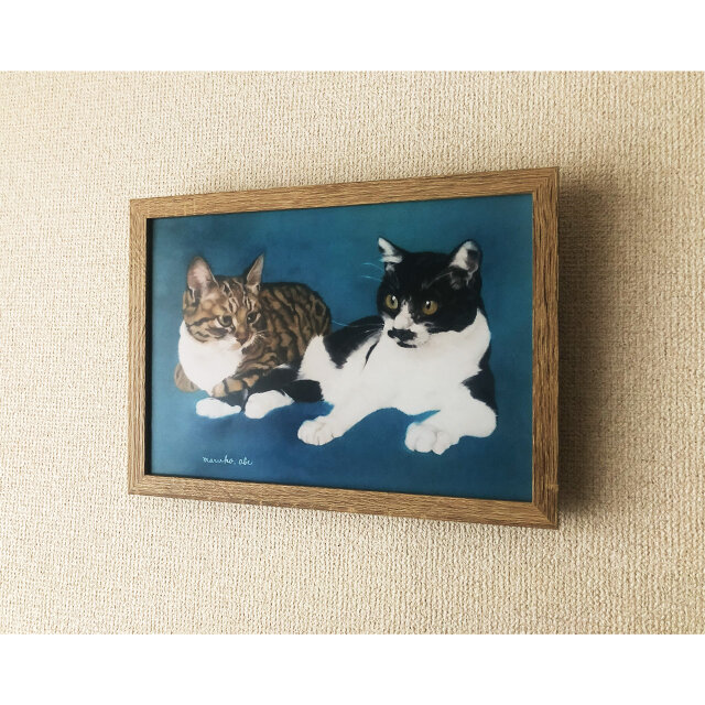 猫イラスト 「青い猫」（複製画） | iichi 日々の暮らしを心地よくする