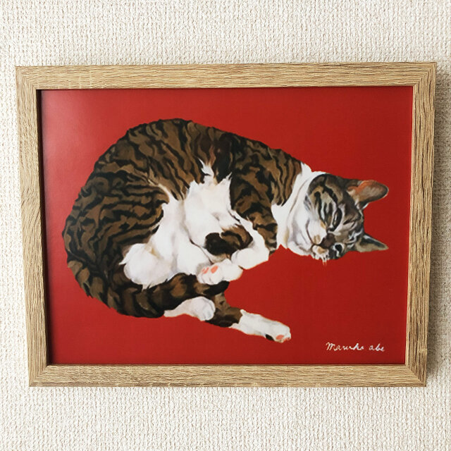 ねっころがる猫」額縁入り（複製画） | iichi 日々の暮らしを心地よく