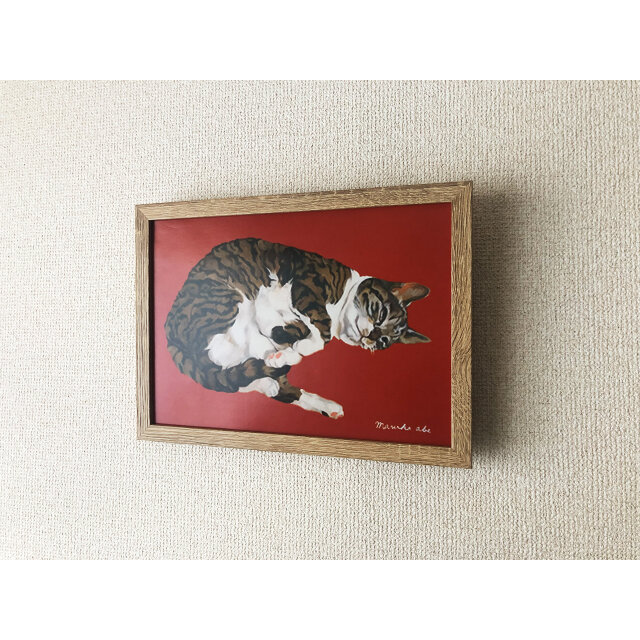ねっころがる猫」額縁入り（複製画） | iichi 日々の暮らしを心地よく