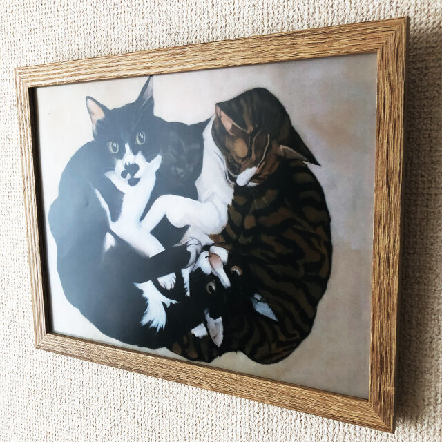 猫イラスト「なかよし四ひき」（複製画） | iichi 日々の暮らしを