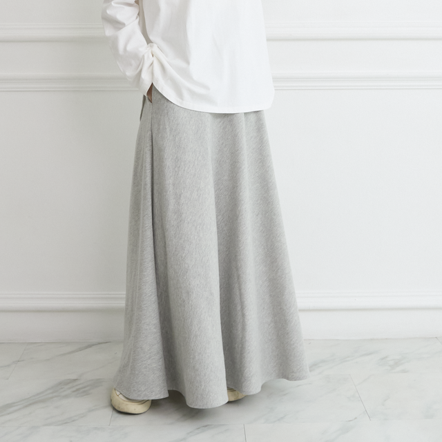 やわらか裏毛パイル素材 デイリユースに使える 大人スウェット スカート　グレー　0565Grey