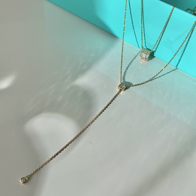 18K ダイヤモンド ドロップネックレス