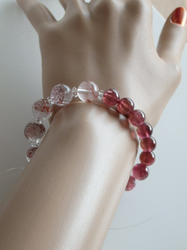 ルベライト ストロベリーファントムクォーツ 超稀少石 ブレスレット