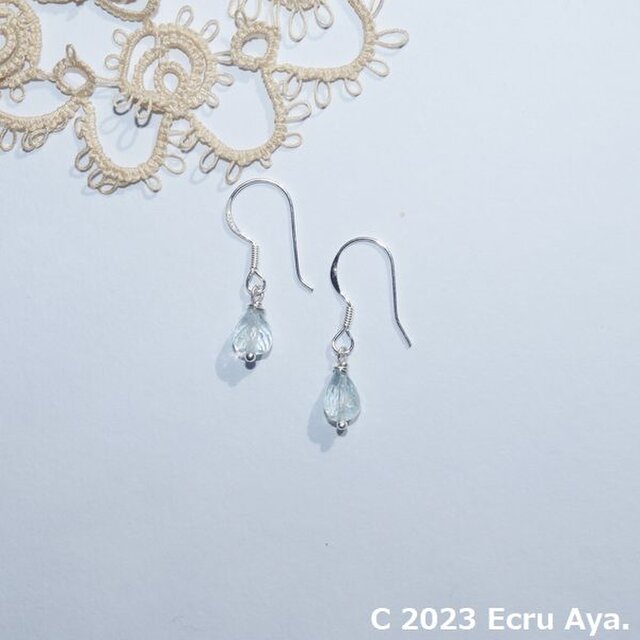 *鳥帰る*宝石質アクアマリンのピアス