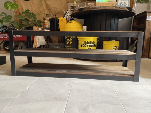 在庫あり　即納　TVボード　アイアン　ステンシル　足場板　古材　アップサイクル 在庫あり 即納 Ok Hotaru TVボード リビング アイアン ダーク